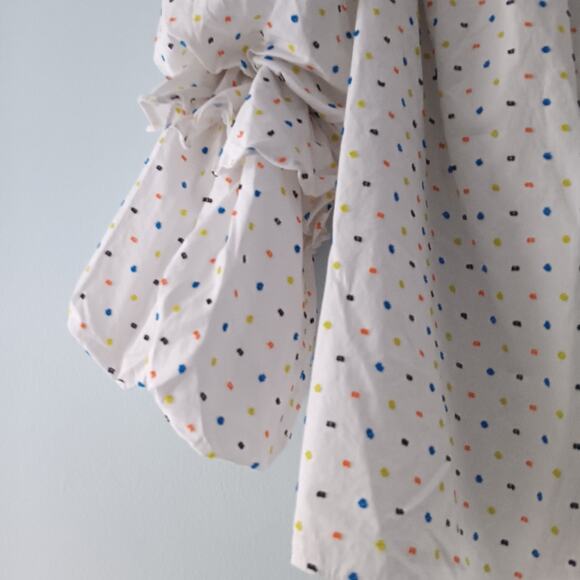 Caroline Constas Gia Cotton Off-Shoulder Puff Sleeve Blouse L - Picture 4 of 9